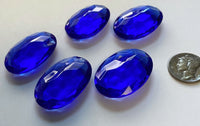 Rare Vintage 30x22mm Cobalt Blue (5) Five Double Faceted Oval Glass Jewels