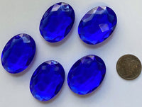 Rare Vintage 30x22mm Cobalt Blue (5) Five Double Faceted Oval Glass Jewels