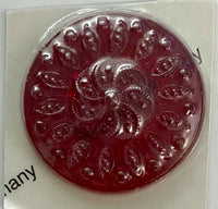 35mm Red Victorian Textured Flat Back Glass Jewel ~ Stained Glass