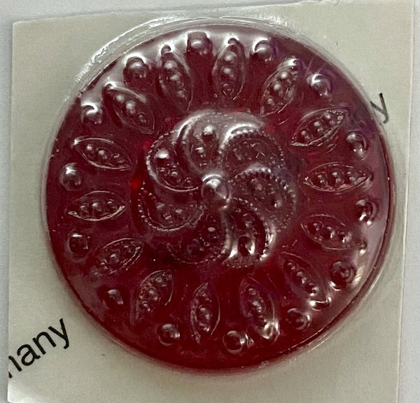 35mm Red Victorian Textured Flat Back Glass Jewel ~ Stained Glass