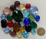 1/4 lb Lg. Vintage Double Faceted Glass Jewel Asst. for Stained Glass, Leaded Windows and Jewelry