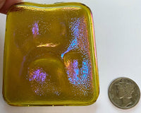 Large 60x55mm Iridescent Iridized Signal Yellow Glass Turtleback Jewel for Stained Glass and Lead