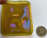 Large 60x55mm Iridescent Iridized Signal Yellow Glass Turtleback Jewel for Stained Glass and Lead
