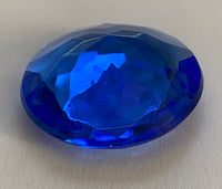 32mm Vintage Sapphire Blue Round Double Faceted Glass Jewel