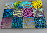 Twelve 1x1 Black and Clear 90 COE Dichroic Sampler Mix Glass Assortment (Lot H)