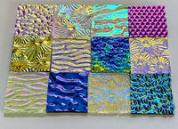 Twelve 1x1 Black and Clear 90 COE Dichroic Sampler Mix Glass Assortment (Lot M)