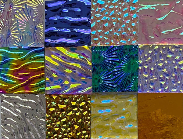 Twelve 1x1 Black and Clear 90 COE Dichroic Sampler Mix Glass Assortment (Lot W)