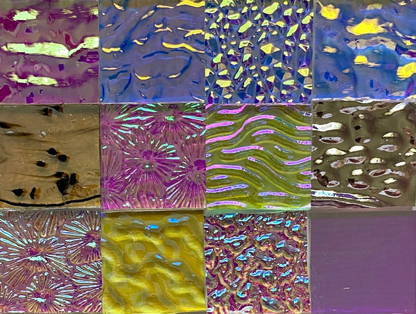 Twelve 1x1 Clear 90 COE Dichroic Sampler Mix Glass Assortment (Lot B)