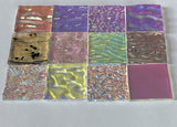 Twelve 1x1 Clear 90 COE Dichroic Sampler Mix Glass Assortment (Lot B)