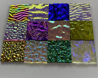Twelve 1x1 Black and Clear 90 COE Dichroic Sampler Mix Glass Assortment (Lot R)