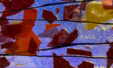 X-Large CBS Specialty 3x5 Autumn Fracture #4111 Blue Gold 90 COE Dichroic Glass - 2 sizes!