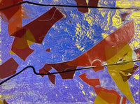 X-Large CBS Specialty 3x5 Autumn Fracture #4111 Blue Gold 90 COE Dichroic Glass - 2 sizes!