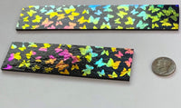 Rare Thin Black Rainbow Fusion Butterflies 90 COE Patterned Dichroic Glass - 2 pieces!