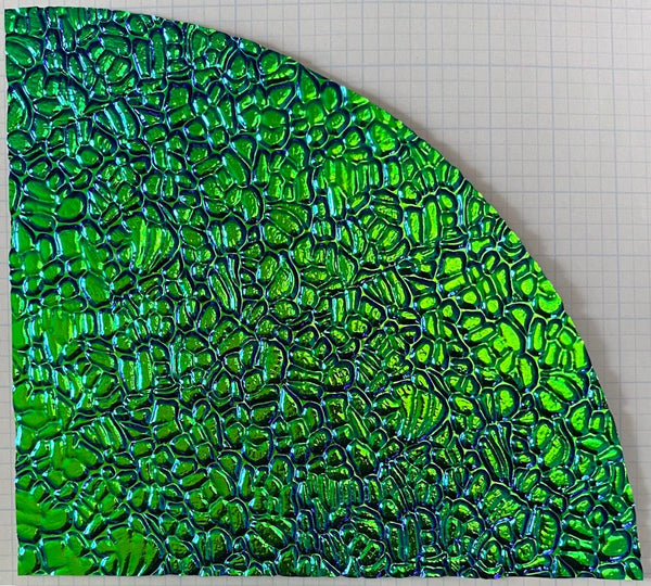 Quarter (1/4) sheet - CBS 3mm Black 90 COE Figure C Emerald Green Dichroic Glass
