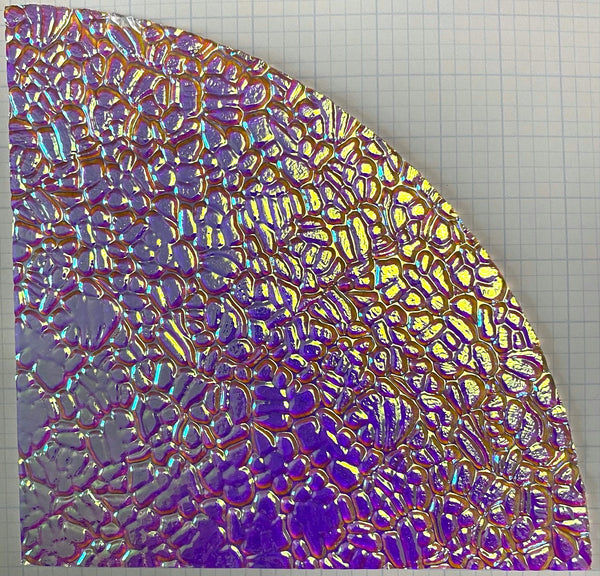 Quarter (1/4) sheet - CBS 3mm Clear 90 COE Figure C Magenta Green Dichroic Glass