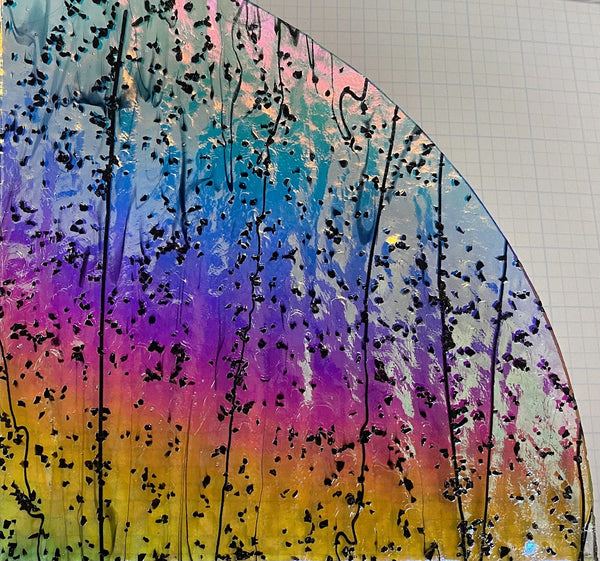 CBS Mardi Gras 1/4 sheet #4200 Rainbow #2 Frit Stringers 90 COE Dichroic Glass (Coating reversed)