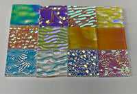 Twelve 1x1 Clear 90 COE Dichroic Sampler Mix Glass Assortment (Lot Q)