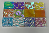 Twelve 1x1 Clear 90 COE Dichroic Sampler Mix Glass Assortment (Lot Q)