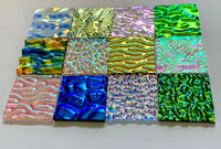 Twelve 1x1 Black and Clear 90 COE Dichroic Sampler Mix Glass Assortment (Lot F)