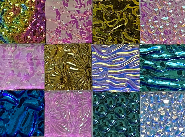 Twelve 1x1 Black and Clear 90 COE Dichroic Sampler Mix Glass Assortment (Lot E)