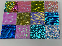 Twelve 1x1 Black and Clear 90 COE Dichroic Sampler Mix Glass Assortment (Lot E)