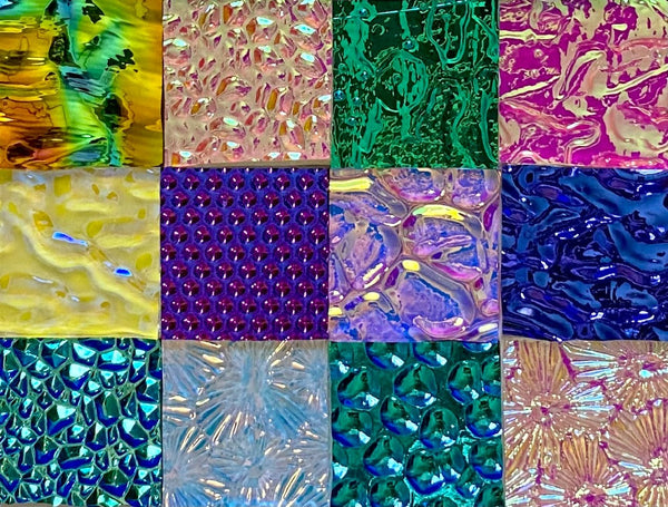 Twelve 1x1 Black and Clear 90 COE Dichroic Sampler Mix Glass Assortment (Lot G)