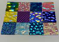 Twelve 1x1 Black and Clear 90 COE Dichroic Sampler Mix Glass Assortment (Lot G)