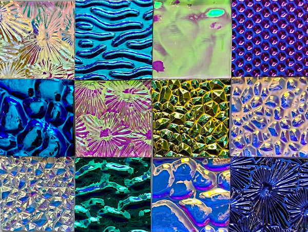 Twelve 1x1 Black and Clear 90 COE Dichroic Sampler Mix Glass Assortment (Lot NN)