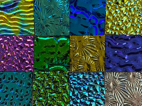 Twelve 1x1 Black 90 COE Dichroic Sampler Mix Glass Assortment (Lot S)