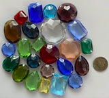 1/4 lb Lg. Vintage Double Faceted Glass Jewel Asst. for Stained Glass, Leaded Windows Jewelry