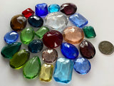 1/4 lb Lg. Vintage Double Faceted Glass Jewel Asst. for Stained Glass, Leaded Windows Jewelry