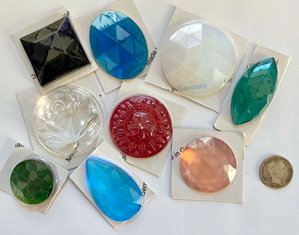Faceted and Specialty Stained Glass Jewel Assortment - 9 Jewels!