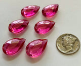Rare Vintage 18x13mm Rose Pink Pear Teardrop (6) Double Faceted Glass Jewels