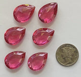 Rare Vintage 18x13mm Rose Pink Pear Teardrop (6) Double Faceted Glass Jewels