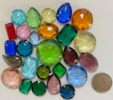 1/4 lb Lg. Vintage Double Faceted Glass Jewel Assortment - 26 jewels!
