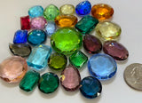1/4 lb Lg. Vintage Double Faceted Glass Jewel Assortment - 26 jewels!