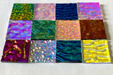 Twelve 1x1 Black and Clear 90 COE Dichroic Sampler Mix Glass Assortment (Lot L)