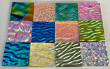 Twelve 1x1 Black and Clear 90 COE Dichroic Sampler Mix Glass Assortment (Lot A)