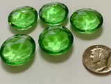 Vintage 20mm Peridot Green (5) Double Faceted Glass Jewels