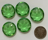 Vintage 20mm Peridot Green (5) Double Faceted Glass Jewels