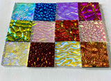 Twelve 1x1 Black and Clear 90 COE Dichroic Sampler Mix Glass Assortment (Lot M)
