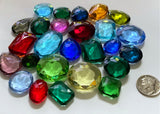 1/4 lb Lg. Vintage Double Faceted Glass Jewel Asst. for Stained Glass, Leaded Windows Jewelry