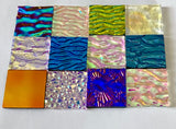 Twelve 1x1 Black and Clear 90 COE Dichroic Sampler Mix Glass Assortment (Lot A)