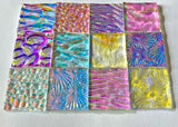 Twelve 1x1 Clear 90 COE Dichroic Sampler Mix Glass Assortment (Lot V)