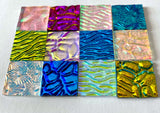 Twelve 1x1 Black and Clear 90 COE Dichroic Sampler Mix Glass Assortment (Lot M)