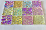 Twelve 1x1 Clear 90 COE Dichroic Sampler Mix Glass Assortment (Lot J)