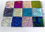 Twelve 1x1 Black and Clear 90 COE Dichroic Sampler Mix Glass Assortment (Lot E)