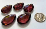 Vintage 25x18mm Amethyst Purple Pear Teardrop (5) Double Faceted Glass Jewels