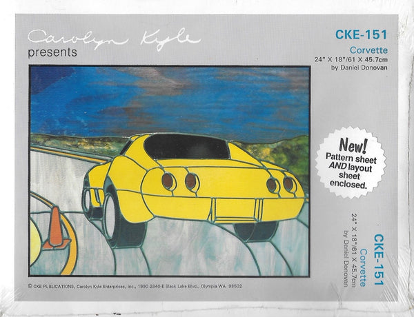 Vintage 1990 CKE-151 Corvette Stained Glass Pattern Full size pattern NIP