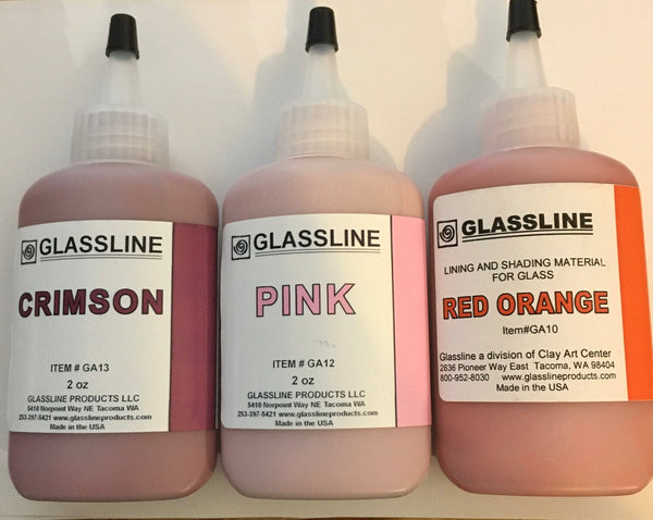 Glassline 'Crimson, Red Orange and Pink' Fusing Glass Paints Set - Perfect for floral shading!